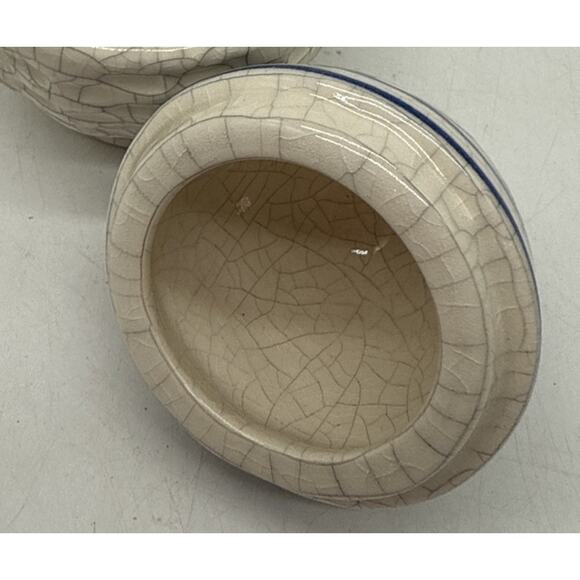 Dedham Pottery The Potting Shed Egg in Basket Bunny Design Crackle Finish 1992 - Picture 3 of 5